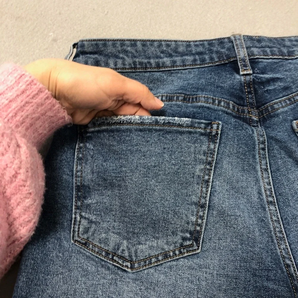 Kut From The‎ Kloth Jane High Rise Shorts Womens 12 Blue Denim Roll Hem Festival